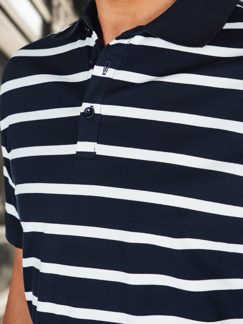 Koszulka męska polo w paski granatowa Dstreet PX0637