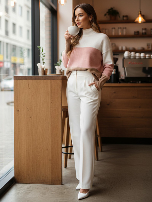 Sweter damski STRIPELO różowy Dstreet MY2417