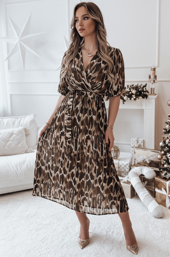 Sukienka one size ANIMALIA midi  brązowa Dstreet EY2552