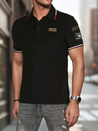 Koszulka męska polo z naszywkami czarna Dstreet PX0632