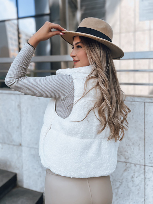 Kamizelka damska z kożuszkiem BEEWARM kremowa Dstreet TY3801