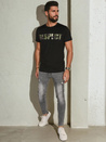 T-shirt męski z nadrukiem czarny Dstreet RX5667