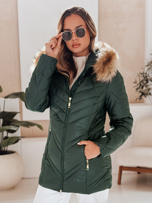 Kurtka zimowa damska pikowana SOLARIS zielona Dstreet TY4008