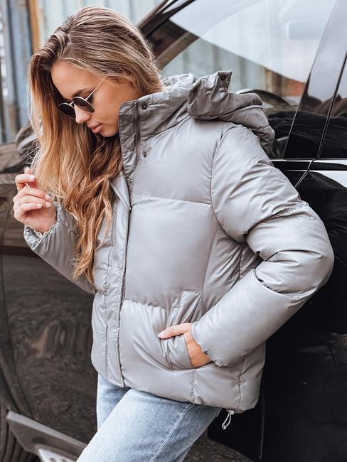 Kurtka przejściowa skórzana damska ciemnoszara Dstreet TY5191