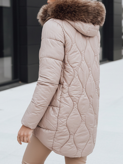 Kurtka damska zimowa z futerkiem beżowa Dstreet TY5494