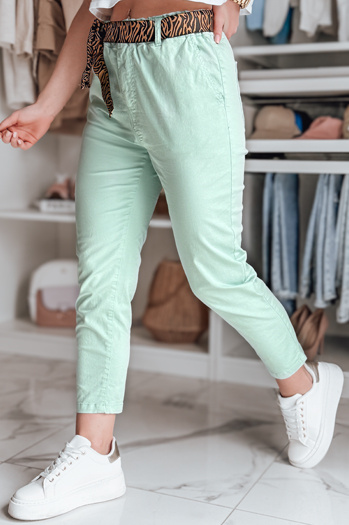 Spodnie damskie casualowe z paskiem MADELINA miętowe Dstreet UY2624