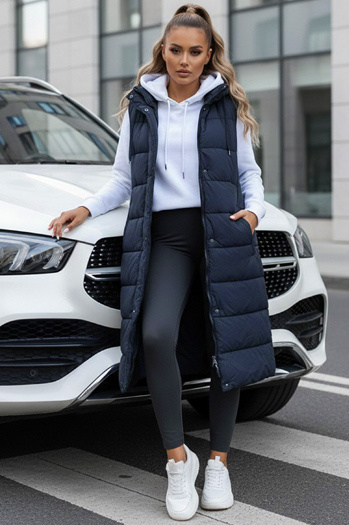 Kamizelka damska długa pikowana granatowa Dstreet TY5252