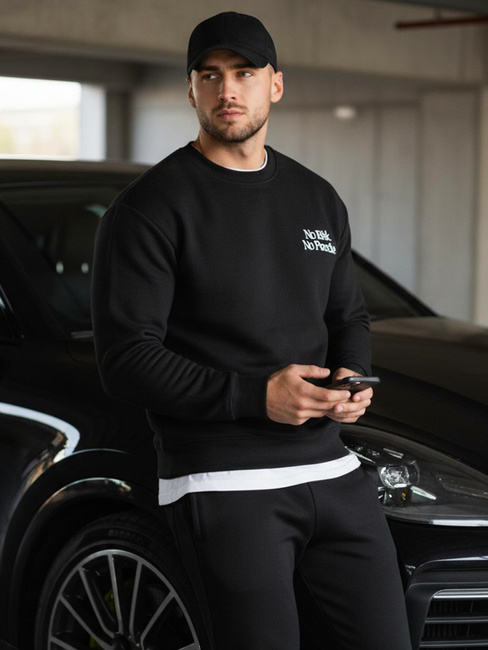 Bluza męska z nadrukiem czarna Dstreet BX5947