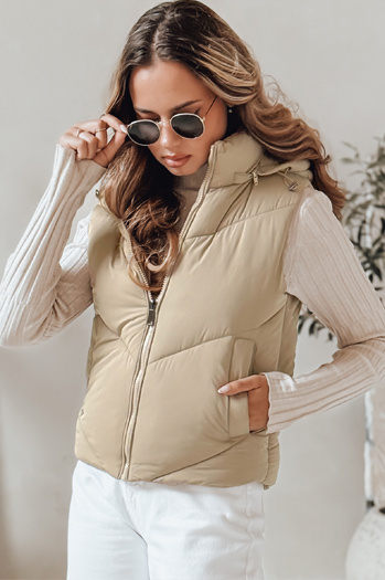 Kamizelka damska pikowana LIKEHUGS beżowa Dstreet TY4979