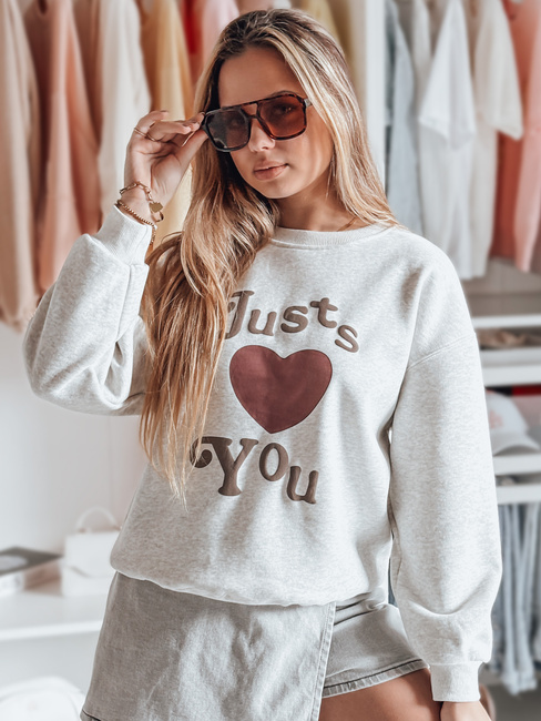 Bluza damska oversize z nadrukiem JUST LOVE YOU szara Dstreet BY1475