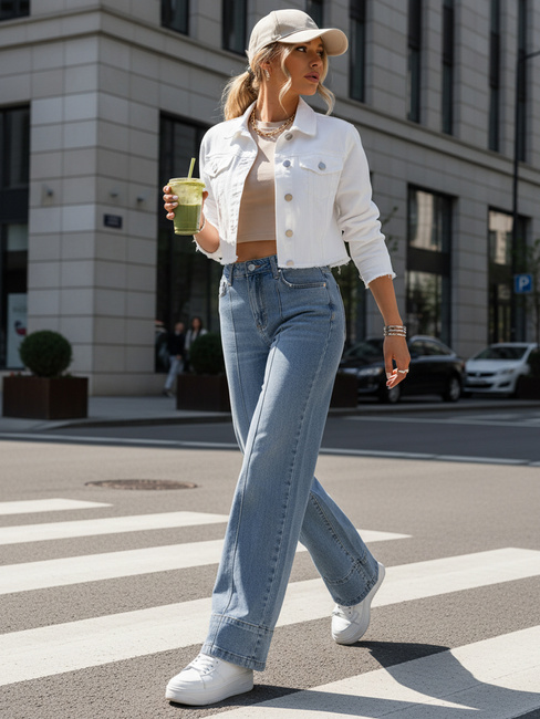 Jeansy damskie wide leg z szeroką nogawką niebieskie Dstreet UY2871