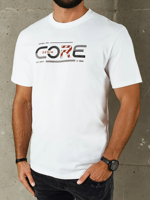 Koszulka męska z nadrukiem biała Dstreet RX5418