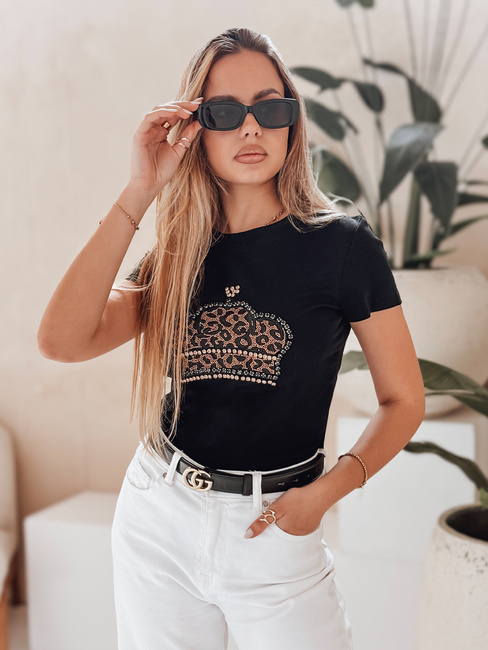 T-shirt damski z koroną BLINGESSO czarny Dstreet RY2877