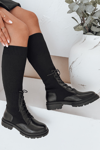 Kozaki damskie skarpetkowe czarne Dstreet ZY1014