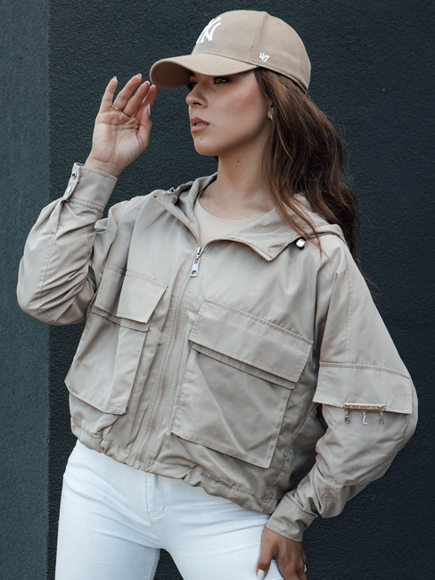 Kurtka przejściowa damska z kapturem BUNOL beżowa Dstreet TY4468