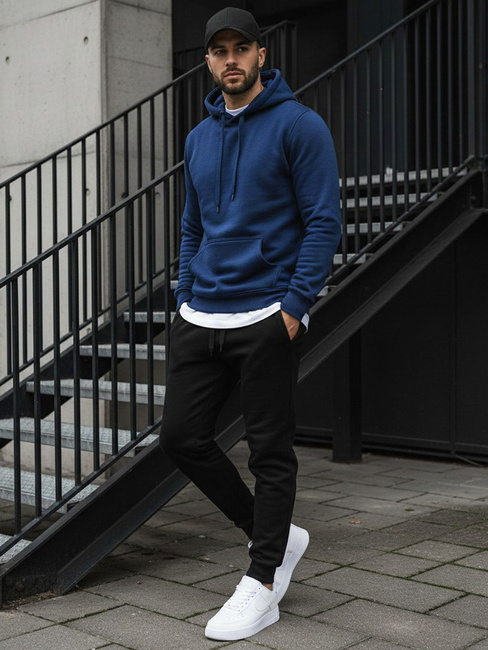 Bluza męska z kapturem niebieska Dstreet BX4684