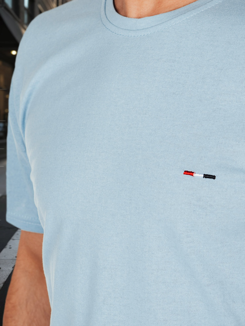 T-shirt męski z haftem błękitny Dstreet RX5639