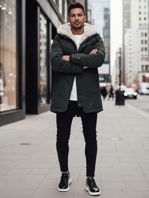 Kurtka zimowa męska parka z kapturem zielona Dstreet TX4963z