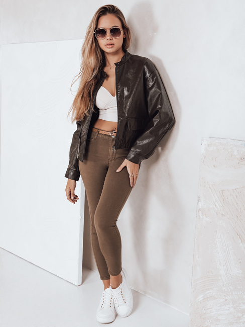 Spodnie damskie skinny z paskiem VIVASKIN brązowe Dstreet UY2745