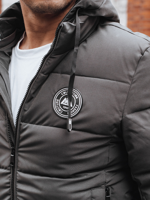 Kurtka męska zimowa pikowana z kapturem szara Dstreet TX5073