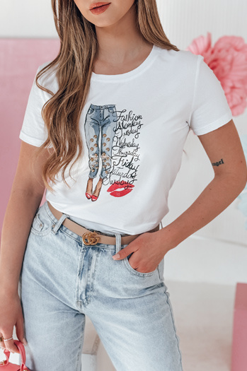 T-shirt damski z nadrukiem TRENDAY biały Dstreet RY2825
