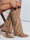 Kozaki damskie zamszowe z szeroką cholewką khaki Dstreet ZY1099