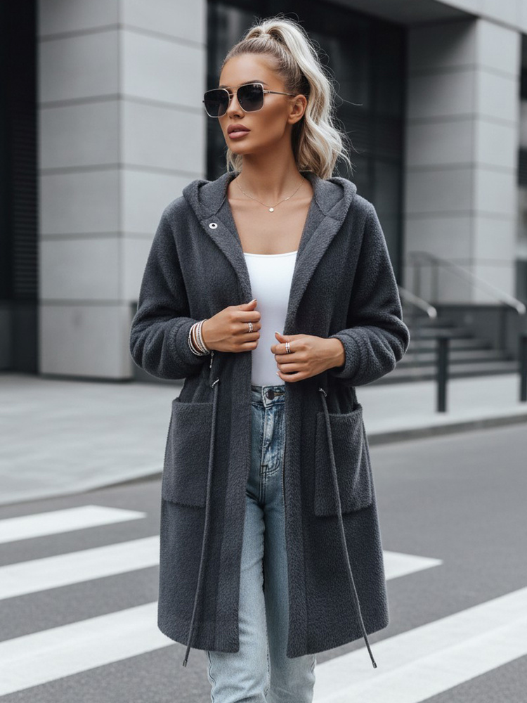 Štýlový svetlo-sivý dámsky kabát MELBY.