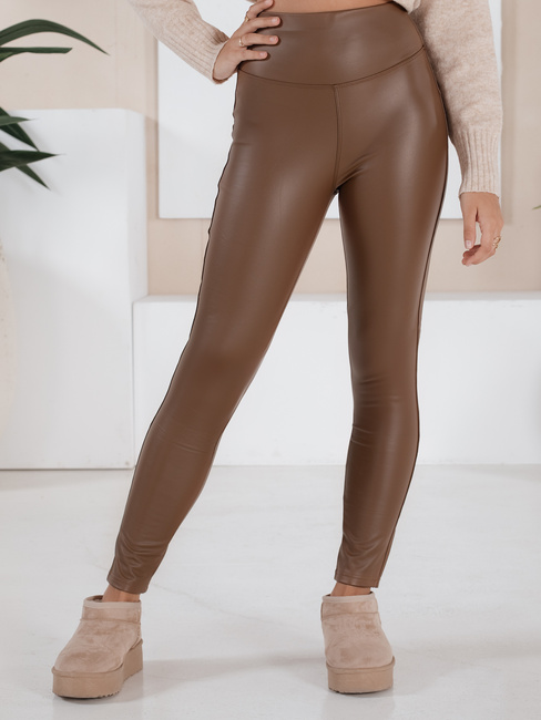 Legginsy damskie woskowane JEWELS jasnobrązowe Dstreet UY1703