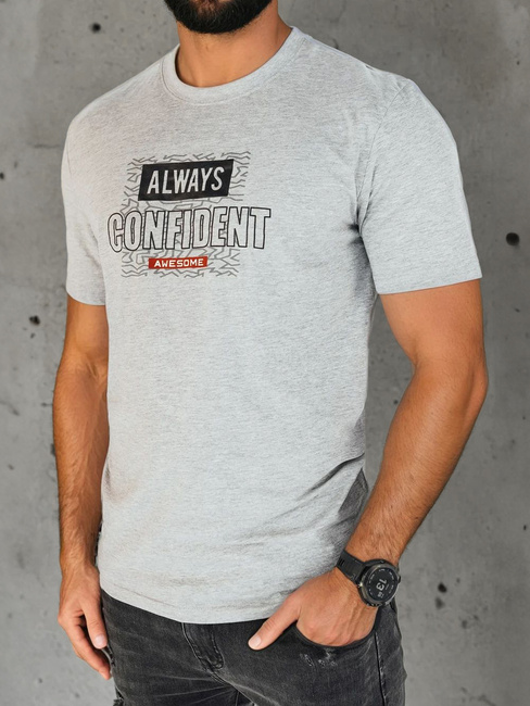 Koszulka męska z nadrukiem szara Dstreet RX5406