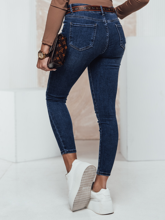 Spodnie jeansowe damskie DENIMFITT skinny z paskiem niebeiskie Dstreet UY2321