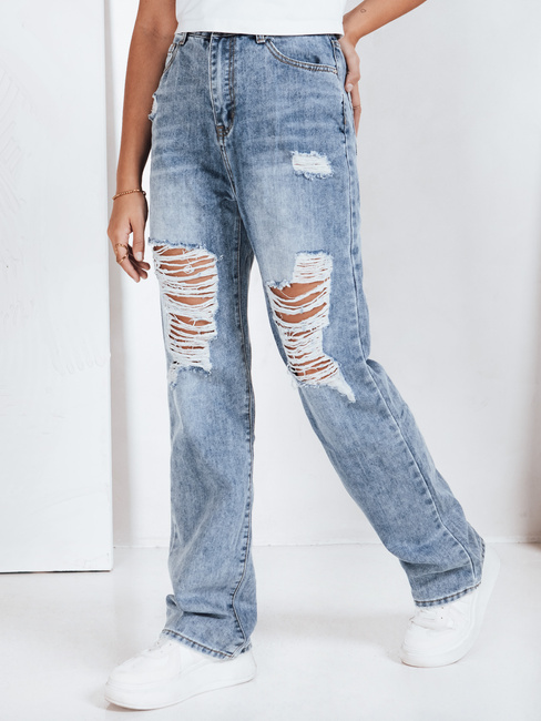 Spodnie jeansowe damskie z dziurami niebieskie Dstreet UY2812