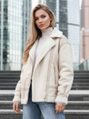Kurtka ramoneska damska z kożuchem beżowa Dstreet TY5245z