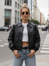 Kurtka skórzana damska bomberka czarna Dstreet TY5566