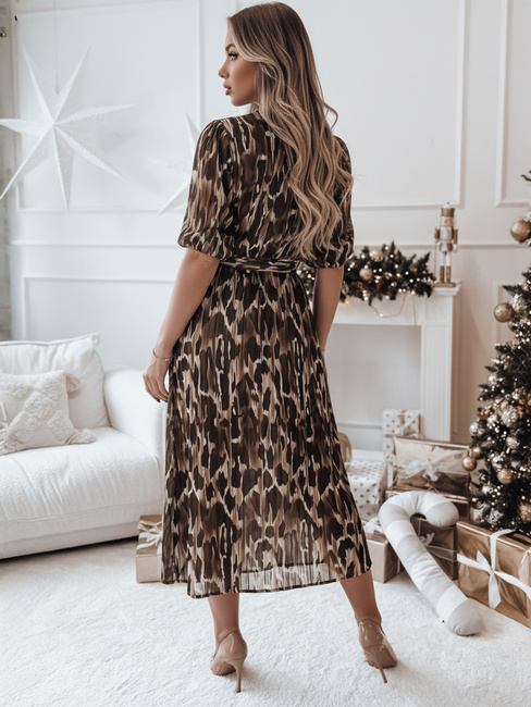 Sukienka one size ANIMALIA midi  brązowa Dstreet EY2552