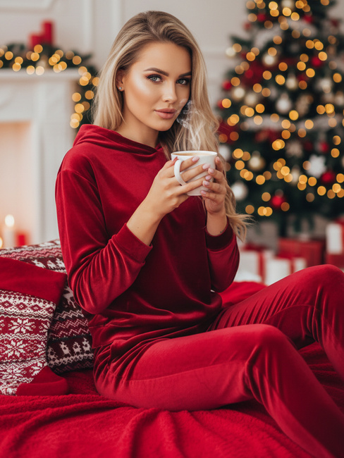 Bordowy damski komplet welurowy SO COMFY Dstreet AY0887z