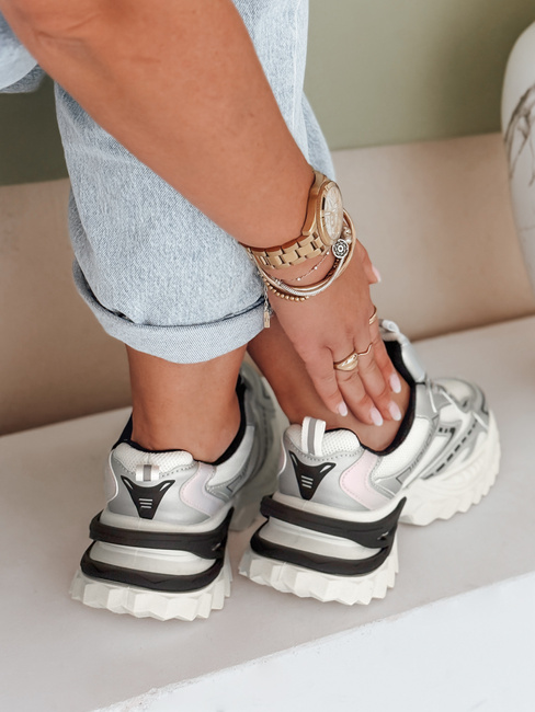 Sportowe sneakersy damskie srebrne Dstreet ZY1007