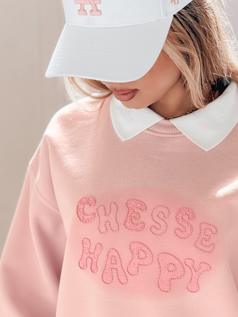 Bluza damska oversize z nadrukiem HAPIRES różowa Dstreet BY1486