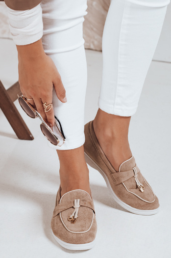 Mokasyny damskie zamszowe beżowe Dstreet ZY1050