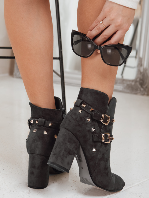 Botki damskie zamszowe ciemnoszare Dstreet ZY1257