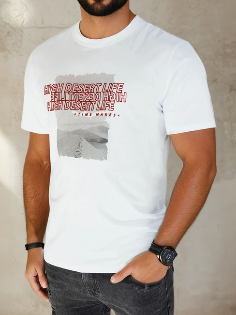 Koszulka męska z nadrukiem biała Dstreet RX5487