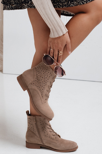 Botki ażurowe damskie beżowe Dstreet ZY1045