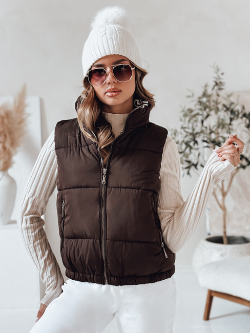 Kamizelka damska pikowana URBANELLE brązowa Dstreet TY4970