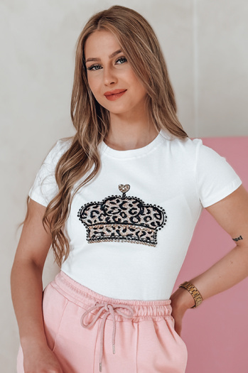 T-shirt damski z koroną BLINGESSO biały Dstreet RY2878