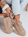 Sneakersy damskie z futerkiem na platformie beżowe Dstreet ZY1070