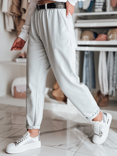 Spodnie damskie chinosy z paskiem TAILANDI jasnoszare Dstreet UY2553