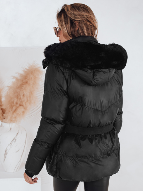 Kurtka damska zimowa pikowana z kapturem LOVELINA czarna Dstreet TY4981