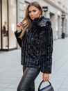Kurtka damska futrzana z kapturem czarna Dstreet TY5276z