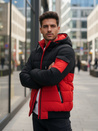 Kurtka męska zimowa z kapturem czerwono-czarna Dstreet TX5099