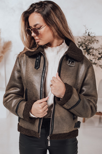 Kurtka damska zamszowa z kożuszkiem KASAMIRA coffee Dstreet TY4740