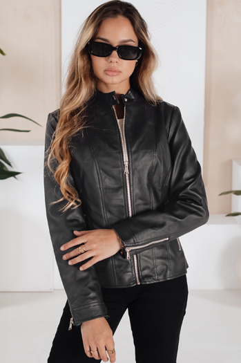 Kurtka skórzana damska czarna Dstreet TY5202